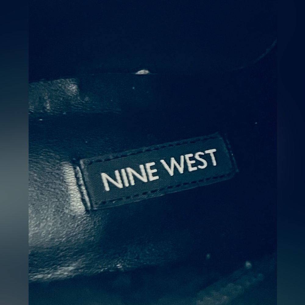 Nine West Black Ankle Boots with Gold Zipper - Picture 9 of 14